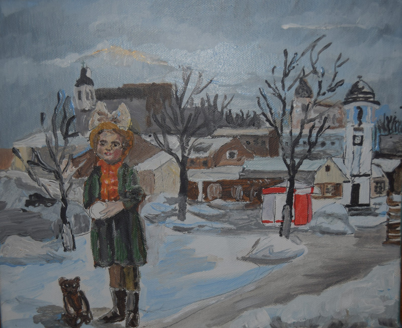 Wintery winter original painting by Kristina Daniūnaitė. Miniature