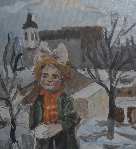 Wintery winter original painting by Kristina Daniūnaitė. Miniature