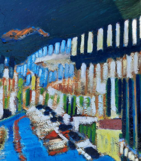 Night In the Old Town original painting by Gitas Markutis. Urbanistic - Cityscape