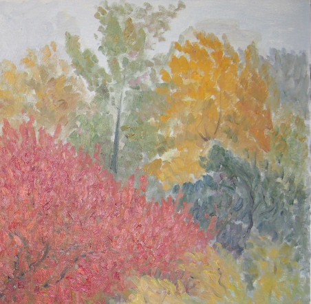 Red Maple original painting by Aida Kačinskaitė. Lithuanian Landscape Paintings