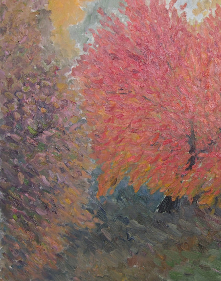 Red Maple original painting by Aida Kačinskaitė. Lithuanian Landscape Paintings