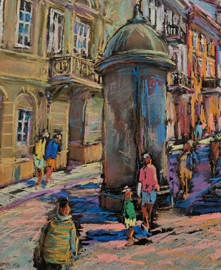 A Walk In the City of Vilnius original painting by Dmytro Hunts. Lithuanian Landscape Paintings