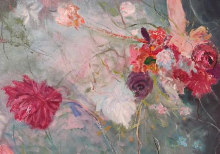 Flowers And Hummingbirds original painting by Vytautas Žirgulis. Flowers