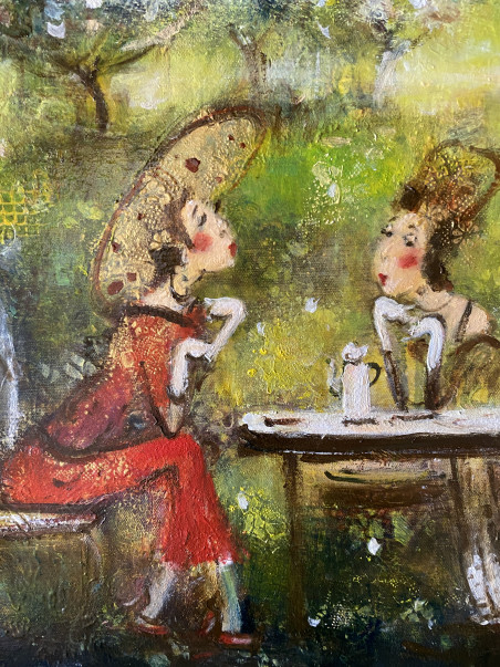 Conversation original painting by Genutė Burbaitė. Paintings With People