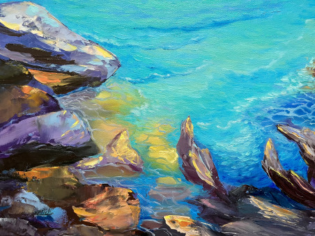 Sea. Secrets of the Rocks original painting by Rita Medvedevienė. Sea