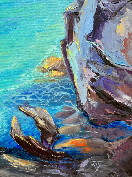 Sea. Secrets of the Rocks original painting by Rita Medvedevienė. Sea