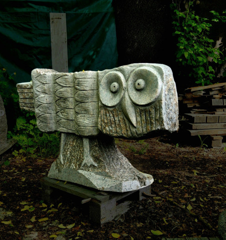 Grandfather Owl original painting by Robertas Strazdas. Sculpture