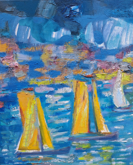 Resort Adventure original painting by Saulius Kruopis. Marine Art