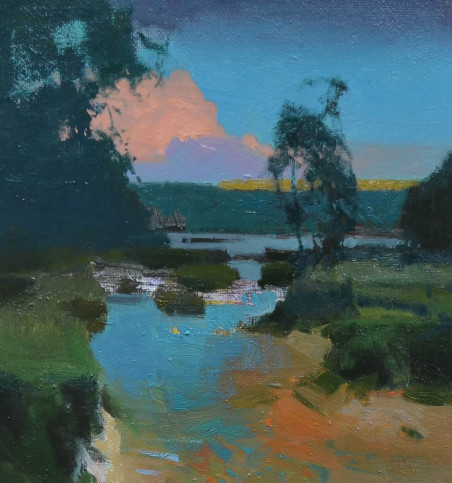 Shallow shore original painting by Vytautas Laisonas. Lithuanian Landscape Paintings