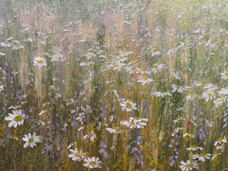 The Meadow Woke Up original painting by Danutė Virbickienė. Lithuanian Landscape Paintings