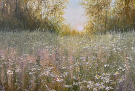 The Meadow Woke Up original painting by Danutė Virbickienė. Lithuanian Landscape Paintings