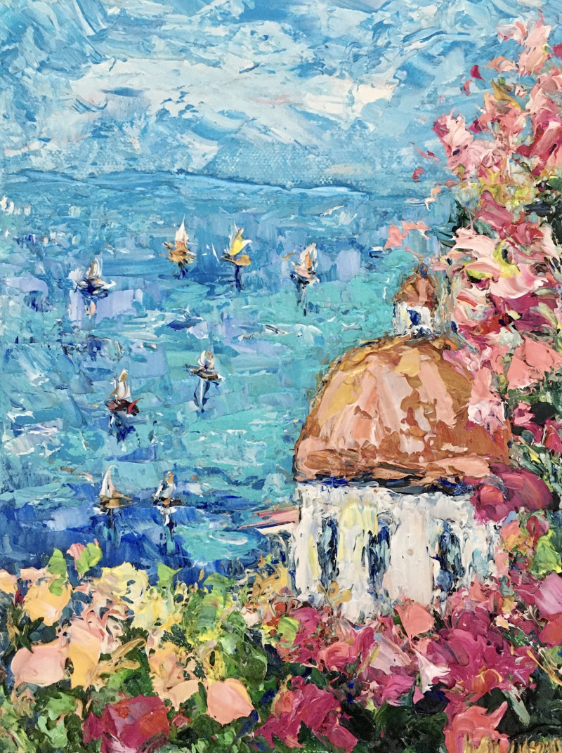 Positano original painting by Vilma Gataveckienė. Lithuanian Landscape Paintings