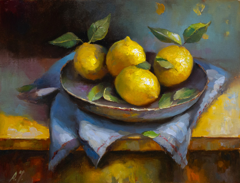 Refreshing original painting by Alexander Jerochin. Still-Life