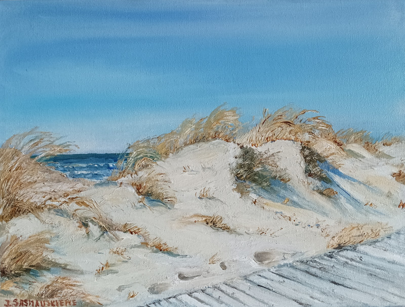 Track, sea, dunes original painting by Jūratė Sasnauskienė. Sea