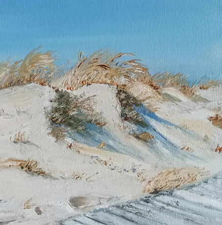 Track, sea, dunes original painting by Jūratė Sasnauskienė. Sea