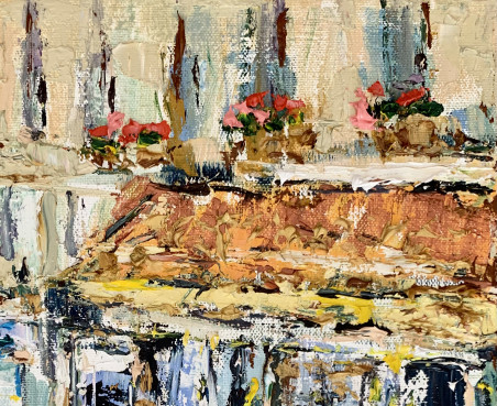 Cafe Montmartre in Paris original painting by Vilma Gataveckienė. Urbanistic - Cityscape