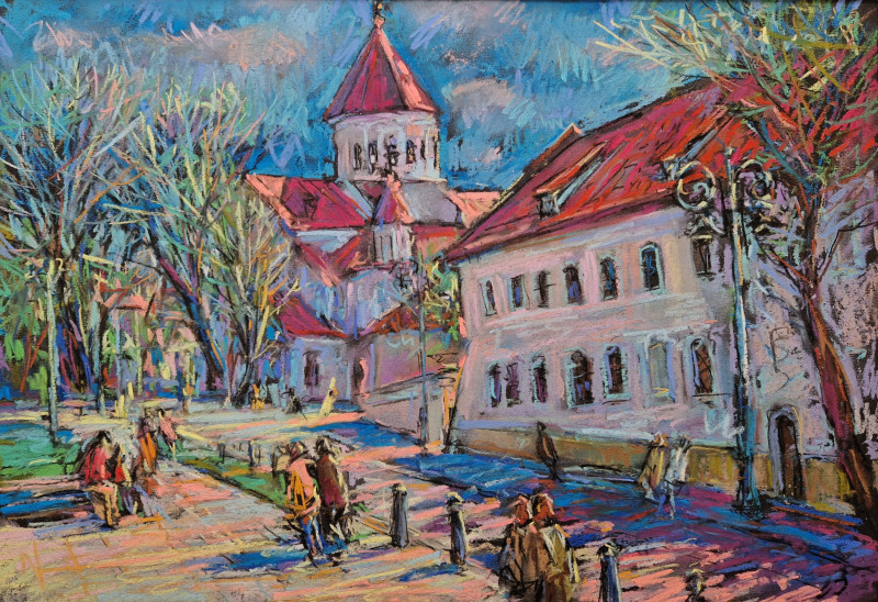 Church of the Most Pure Mother of God. Vilnius original painting by Dmytro Hunts. Lithuanian Landscape Paintings