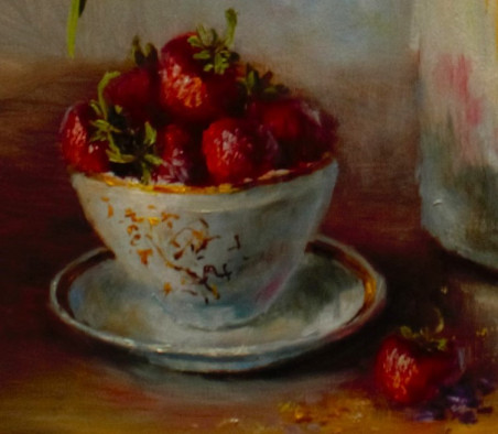 Strawberry Season original painting by Irma Pažimeckienė. Still-Life