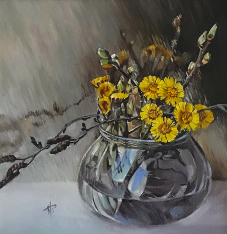 Yellow Spring original painting by Sigita Paulauskienė. Flowers