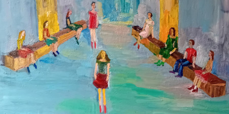 Fashion Show original painting by Aistė Bugailiškytė. Neo Expressionism