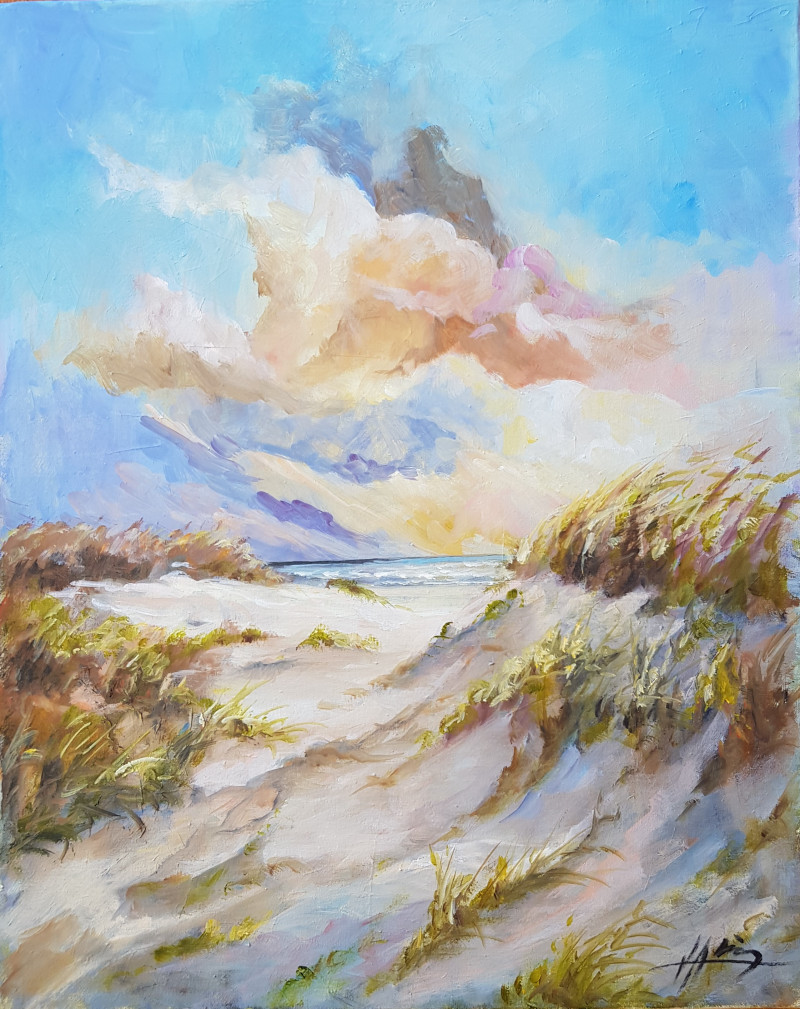 In the Dunes original painting by Voldemaras Valius. Lithuanian Landscape Paintings