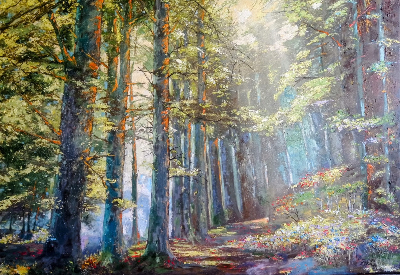 Forest Path original painting by Raimundas Dzimidavičius. Lithuanian Landscape Paintings