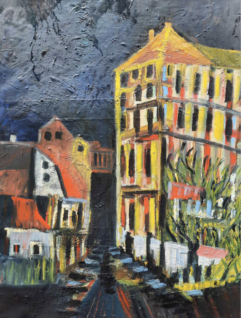 The Colors of the Old Town III original painting by Gitas Markutis. Urbanistic - Cityscape