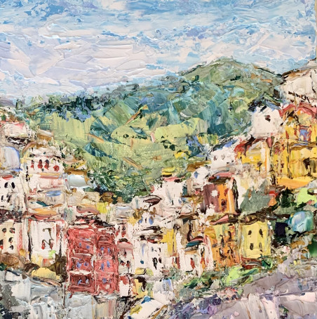 Riomaggiore, Italian Landscape original painting by Vilma Gataveckienė. Lithuanian Landscape Paintings