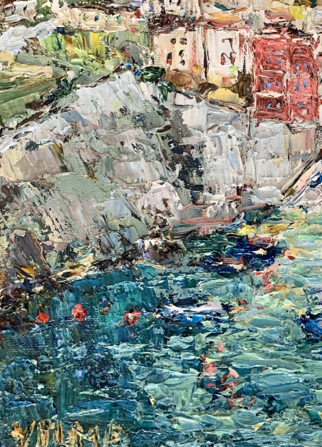 Riomaggiore, Italian Landscape original painting by Vilma Gataveckienė. Lithuanian Landscape Paintings