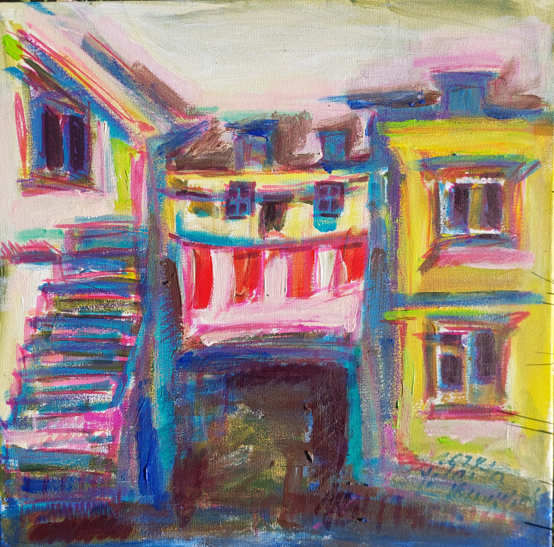 Vilnius Old Town original painting by Jolanta Kanapickaitė. Paintings with Vilnius (Vilnius)