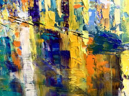 The shine of shop windows original painting by Nijolė Grigonytė Lozovska. Urbanistic - Cityscape