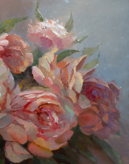 Peonies original painting by Alexander Jerochin. Flowers