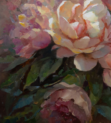 Peonies original painting by Alexander Jerochin. Flowers