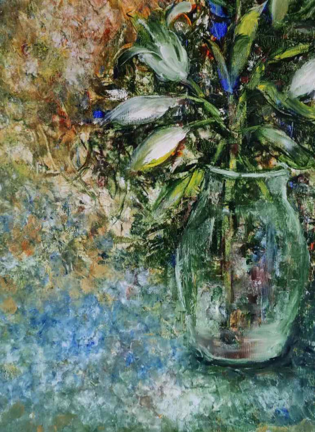 White Lilies original painting by Birutė Butkienė. Flowers