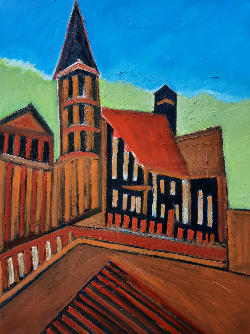 Old Town Churches original painting by Gitas Markutis. Urbanistic - Cityscape