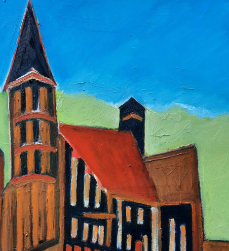 Old Town Churches original painting by Gitas Markutis. Urbanistic - Cityscape