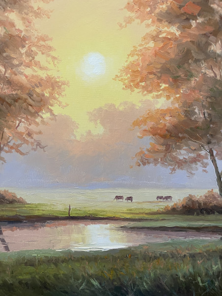 Early Summer Morning original painting by Rimantas Virbickas. Lithuanian Landscape Paintings