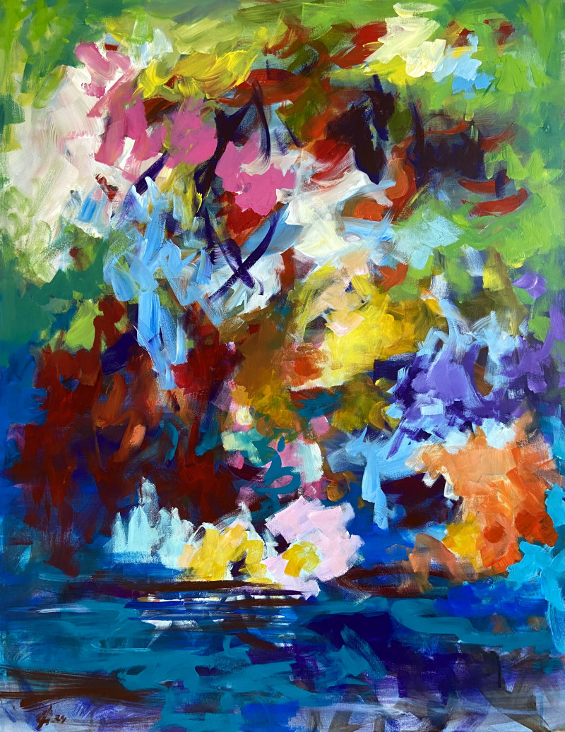 Forest Lake original painting by Yuna Galejeva. Abstract Paintings