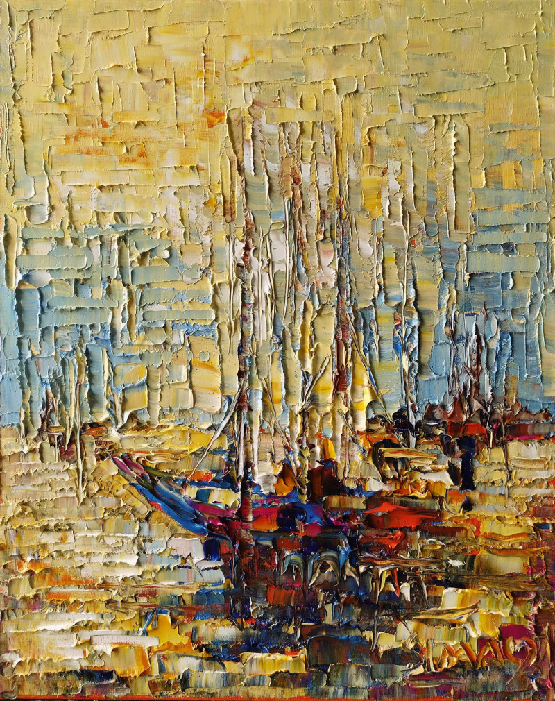 Ports III original painting by Simonas Gutauskas. Lithuanian Landscape Paintings