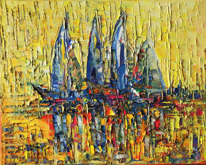 Ports IV original painting by Simonas Gutauskas. Lithuanian Landscape Paintings