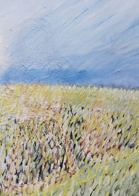 In the Fields Before the Storm original painting by Gitas Markutis. Lithuanian Landscape Paintings