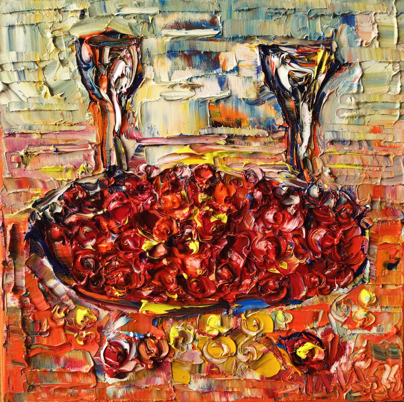 Still-life With Cherries V original painting by Simonas Gutauskas. Still-Life