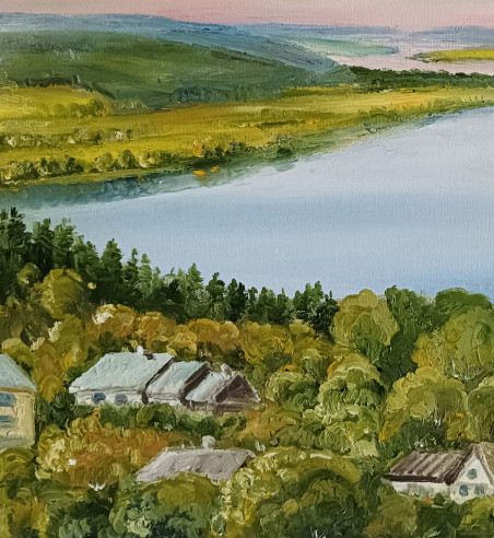 The Bend of the Nemunas at Vilkija original painting by Jūratė Sasnauskienė. Lithuanian Landscape Paintings