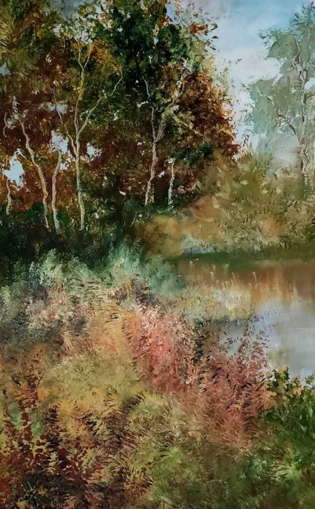 Midsummer original painting by Birutė Butkienė. Lithuanian Landscape Paintings