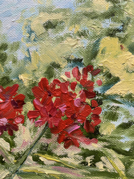 Summer flowers original painting by Rita Medvedevienė. Lithuanian Landscape Paintings