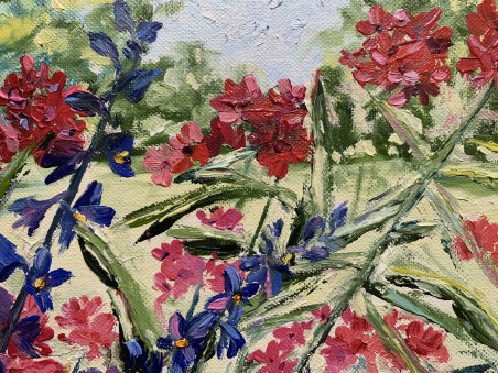 Summer flowers original painting by Rita Medvedevienė. Lithuanian Landscape Paintings