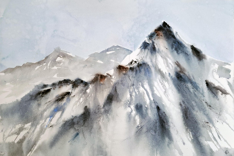 The mountain peaks original painting by Diana Timonina. Calm paintings