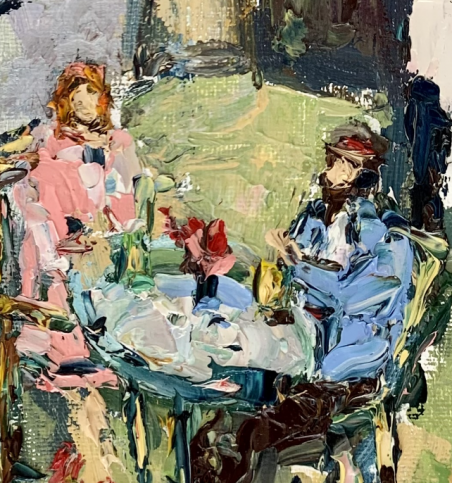 In the cafe original painting by Vilma Gataveckienė. Still-Life