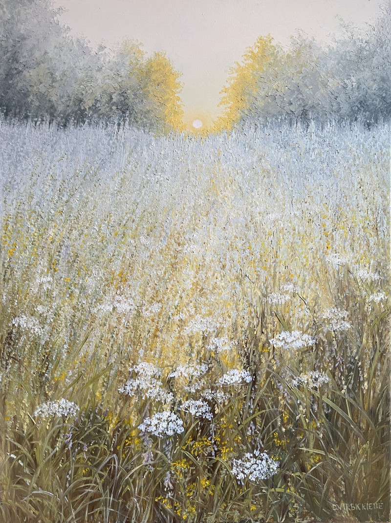 Waking summer meadows original painting by Danutė Virbickienė. Lithuanian Landscape Paintings