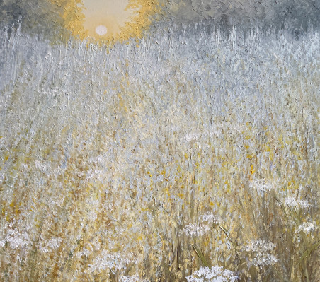 Waking summer meadows original painting by Danutė Virbickienė. Lithuanian Landscape Paintings